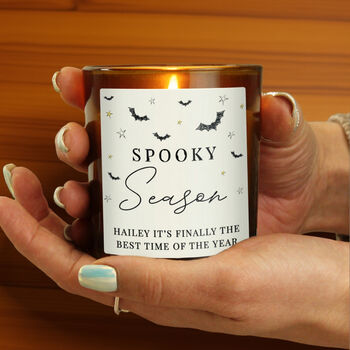 Personalised Spooky Amber Glass Candle, 4 of 5