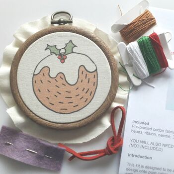 Christmas Pudding Decoration Embroidery Kit, 2 of 3