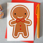 Cookie Cute Kawaii Gingerbread Man Card, thumbnail 1 of 5