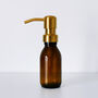 Refillable Amber Bottle With Brass Gold Metal Pump, thumbnail 3 of 6