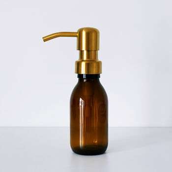 Refillable Amber Bottle With Brass Gold Metal Pump, 3 of 6