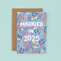 Floral Wedding Card, Married In 2025 Blue, thumbnail 2 of 2