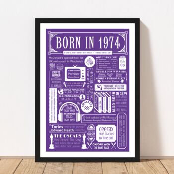 1974 Personalised 50th Birthday Fact Print Gift, 4 of 10