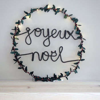 Joyeux Noël Holly Wreath Light, 2 of 5