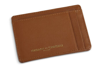 Tan Saffiano Leather Card Holder With Rfid Protection, 2 of 5