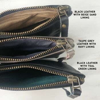 Fair Trade Leather Zip Coin Purse Contrast Lining, 4 of 12