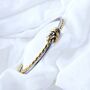 Tarnish Free Two Tone Knot Bangle – Open Cuff Rope Bracelet In Gold, Silver, Or Two Tone Metal | Meaningful Gift, Modern Minimalist Jewellery, thumbnail 1 of 5