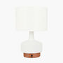 White And Wood Effect Textured Ceramic Table Lamp, thumbnail 4 of 8