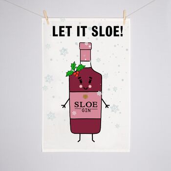 'Let It Sloe' Funny Gin Christmas Tea Towel, 4 of 4