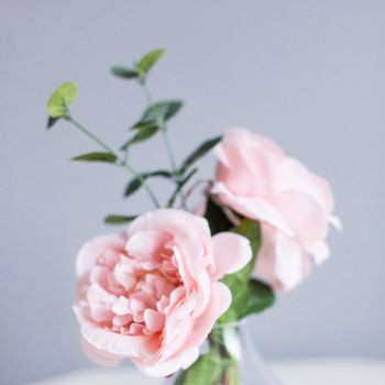 Faux Roses With Eucalyptus In A Vase, 2 of 4