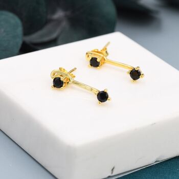 Sterling Silver Double Black Cz Ear Jacket, 5 of 12