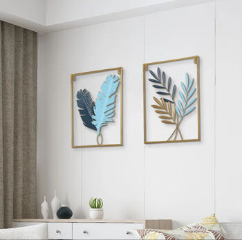 Subtle Soft Shades Of Blue And Gold Wall Art Decor, 6 of 11