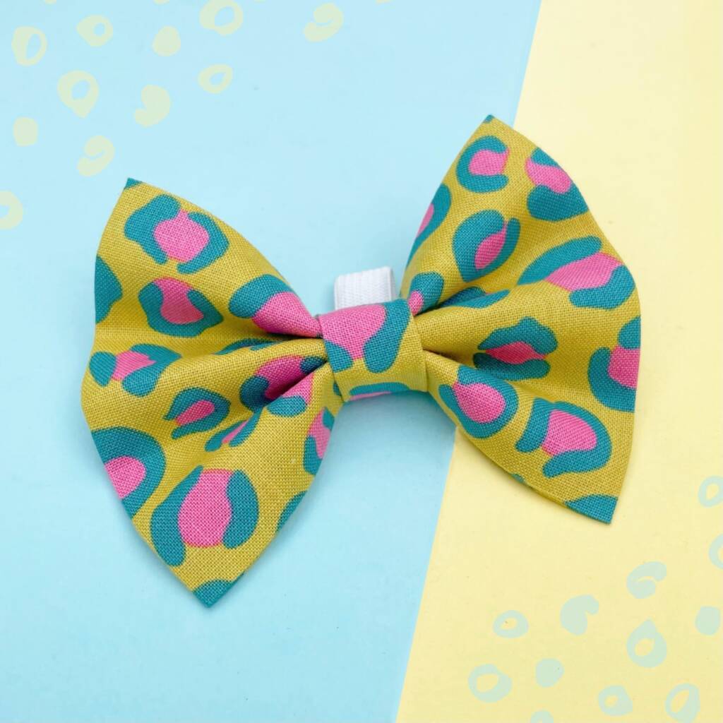 Mustard Leopard Dog And Cat Bow Tie