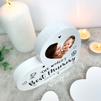 Personalised The World's Best Mum White Freestanding Heart, 2 of 5