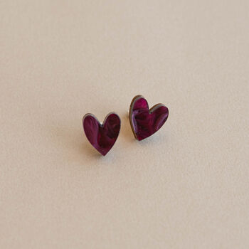 I Heart You Stud Heart Earrings In Red, Pink Or Lilac, 3 of 4