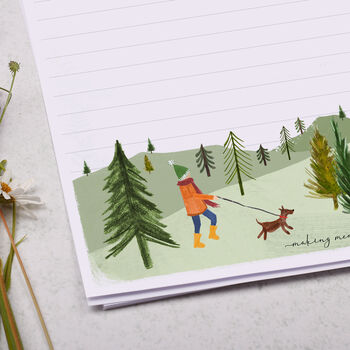 A4 Letter Writing Paper With Countryside Dog Walk, 2 of 4