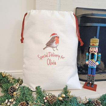 Personalised Robin Christmas Sacks | Special Delivery, 3 of 6