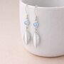 Sterling Silver Blue Opal Leaf Drop Earrings, thumbnail 1 of 3