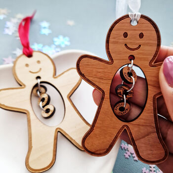 Wooden Christmas Personalised Family Gingerbread Bauble, 6 of 6