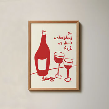 On Wednesdays We Drink Rosé Illustrated Wine Print, 3 of 6