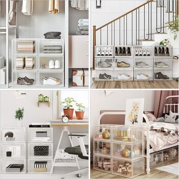 Stackable Clear Plastic Shoe Boxes Storage Organisers, 4 of 8