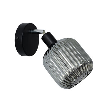 Smoked Reeded Glass Wall Light, 2 of 3