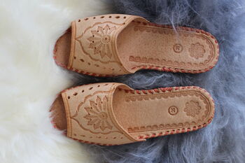 Open Toe Woman's Leather Slippers By Onaie, 5 of 5