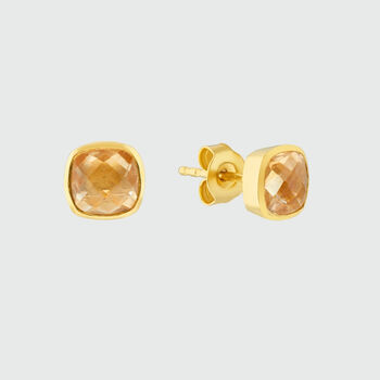 Brooklyn Citrine And Gold Plated Stud Earrings, 2 of 4