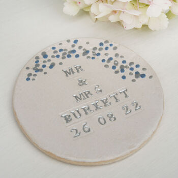 Mr And Mrs Set Of Two Wedding Coasters, 2 of 6