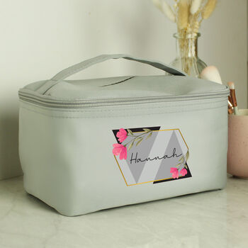 Personalised Floral Grey Toiletry Bag, 2 of 5