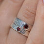 Garnet January Birthstone Ring Textured Sterling Silver, thumbnail 7 of 8
