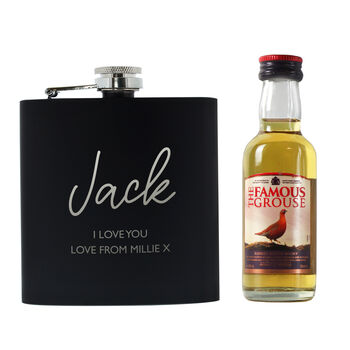 Personalised Hipflask And Whisky Miniature Set, 6 of 6
