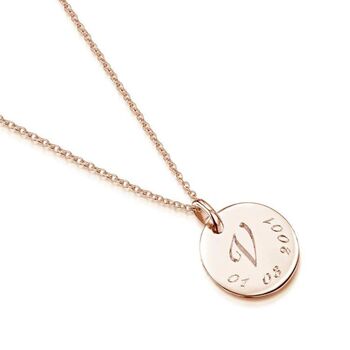 Personalised Rose Gold Plated Initial And Date Necklace, 7 of 12