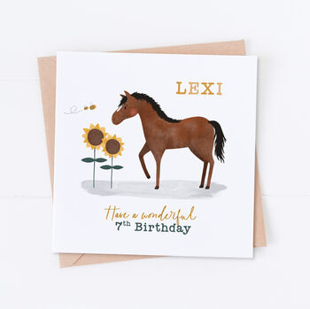 Personalised Horse And Sunflowers Birthday Card, 2 of 2