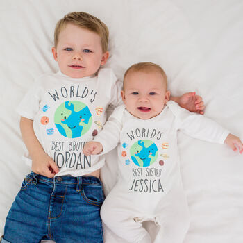 Personalised Space Sister Brother Matching Sibling Set, 5 of 11