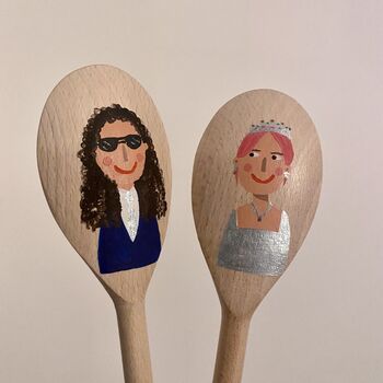 Handpainted Custom Wooden Spoon Couples Set, 7 of 9