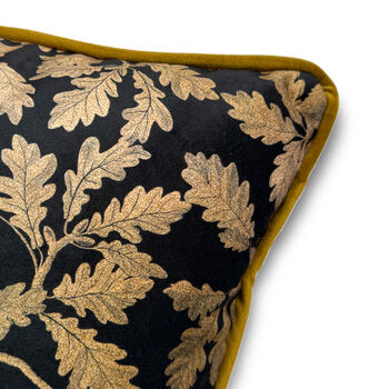 Luxury Velvet Cushion With Piping Autumn Graphite And Gold, 3 of 7