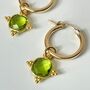 Peridot Gemstone Hoop Earrings In Gold Vermeil, thumbnail 3 of 4