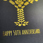 50th Golden Wedding Anniversary Foil Family Tree Print, thumbnail 9 of 10
