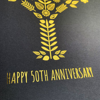 50th Golden Wedding Anniversary Foil Family Tree Print, 9 of 10