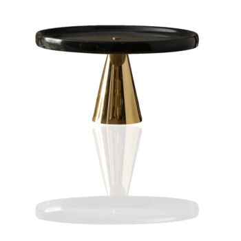 Black Marble Serving Stand With Brass Cone Base, 2 of 2