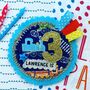 Personalised Train Theme Birthday Badge, thumbnail 1 of 4