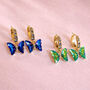 Butterfly Drop Hoop Earrings, thumbnail 4 of 6