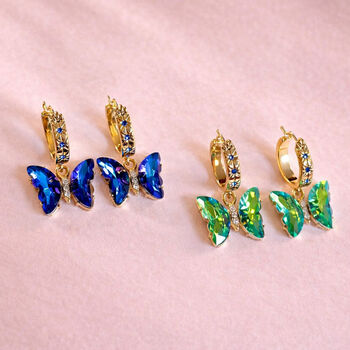 Butterfly Drop Hoop Earrings, 4 of 6