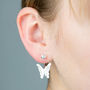 Freshwater Pearl And Silver Butterfly Two Way Earrings, thumbnail 2 of 5