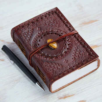 Handcrafted Medium Semi Precious Stone Leather Journal, 3 of 11