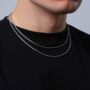 Mens 2mm Steel Silver Rope Chain Necklace For Men, thumbnail 2 of 10