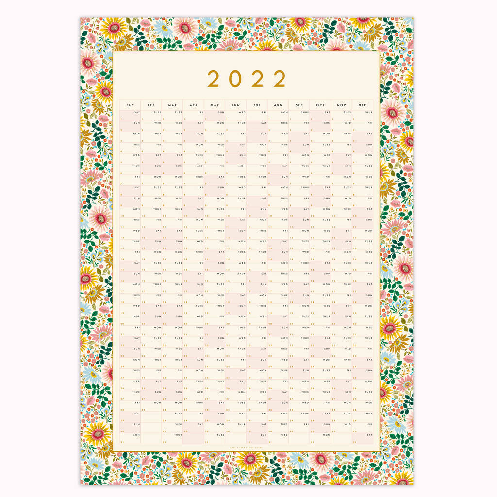 2022 Wall Planner, Calendar Bright Flowers, 1 of 6