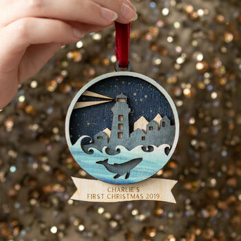 Personalised Winter Seascape Christmas Decoration, 3 of 4