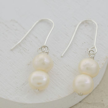 Double Freshwater Pearl Earrings, 2 of 5
